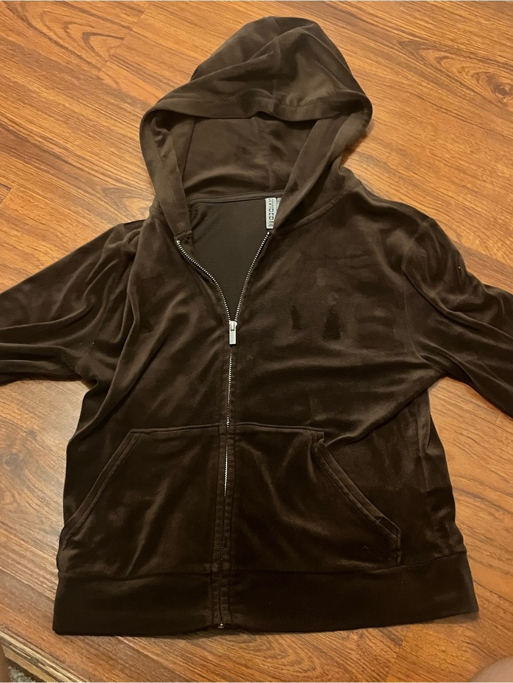 H&M Dark Brown Velour Hooded Zip Jacket